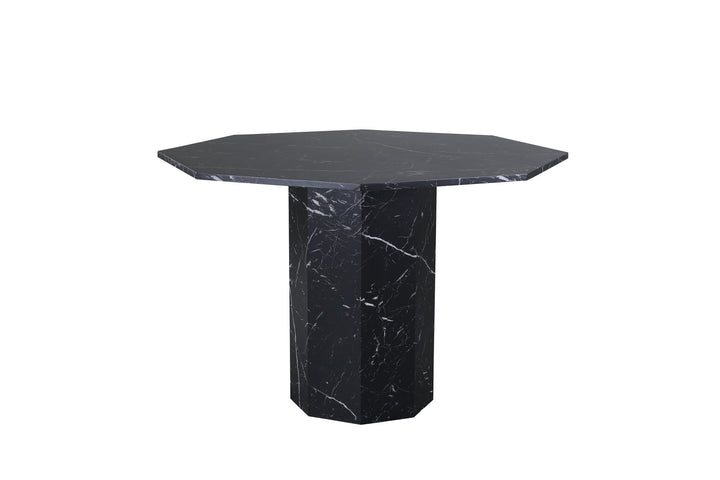 Venture Home Marbs Round Dining Table - Black / Black Glass Marble