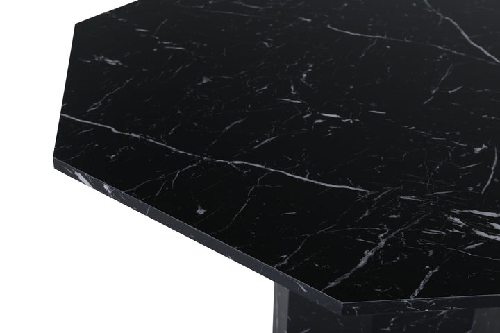 Venture Home Marbs Round Dining Table - Black / Black Glass Marble