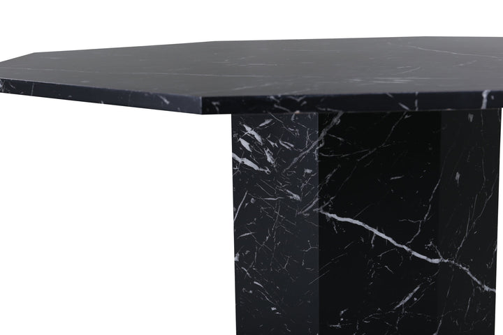 Venture Home Marbs Round Dining Table - Black / Black Glass Marble