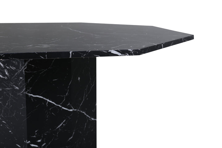 Venture Home Marbs Round Dining Table - Black / Black Glass Marble