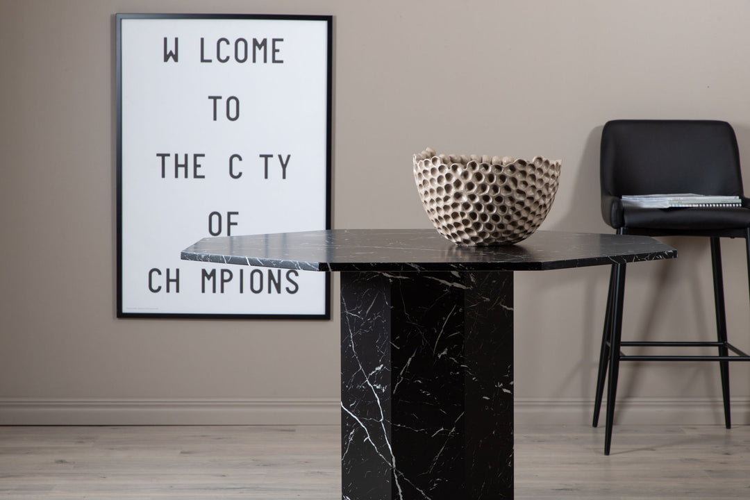 Venture Home Marbs Round Dining Table - Black / Black Glass Marble