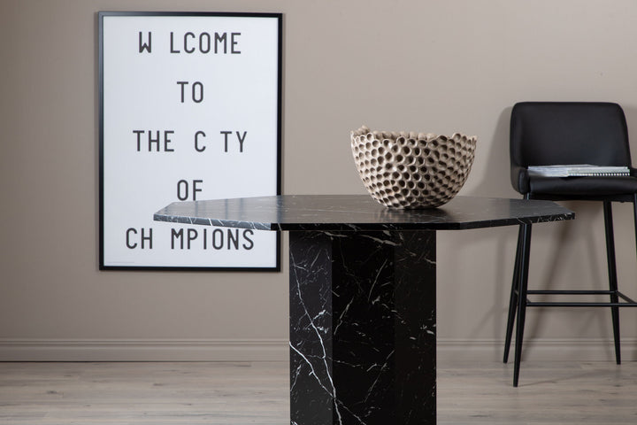 Venture Home Marbs Round Dining Table - Black / Black Glass Marble