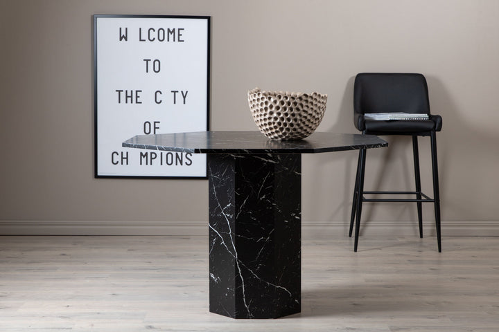 Venture Home Marbs Round Dining Table - Black / Black Glass Marble