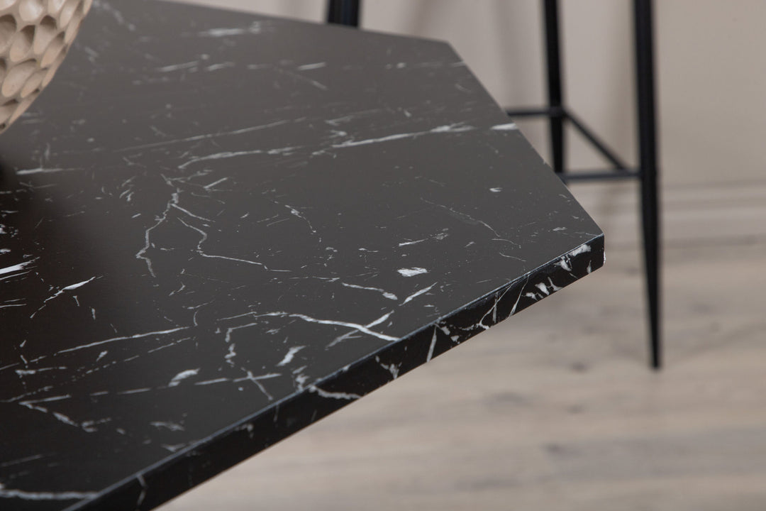 Venture Home Marbs Round Dining Table - Black / Black Glass Marble