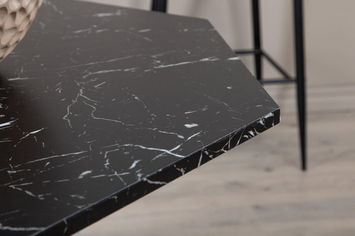 Venture Home Marbs Round Dining Table - Black / Black Glass Marble