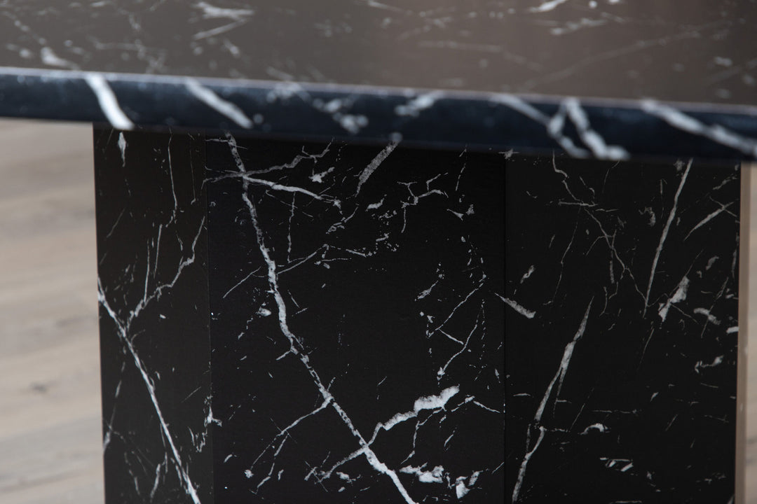 Venture Home Marbs Round Dining Table - Black / Black Glass Marble