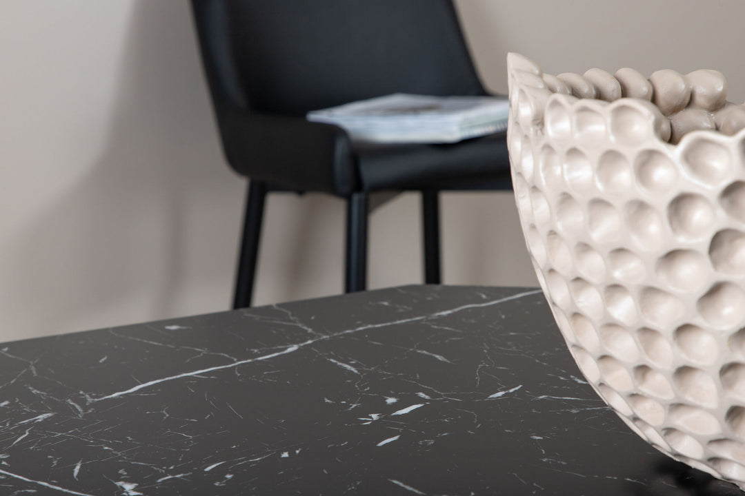 Venture Home Marbs Round Dining Table - Black / Black Glass Marble