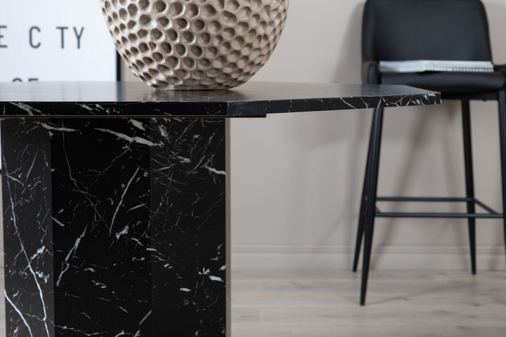 Venture Home Marbs Round Dining Table - Black / Black Glass Marble