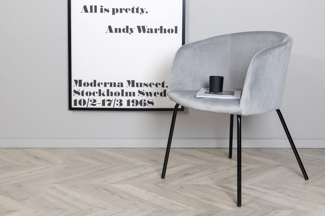 Venture Home Berit Chair - Black / Light Grey Velvet