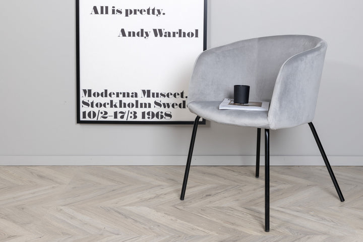 Venture Home Berit Chair - Black / Light Grey Velvet