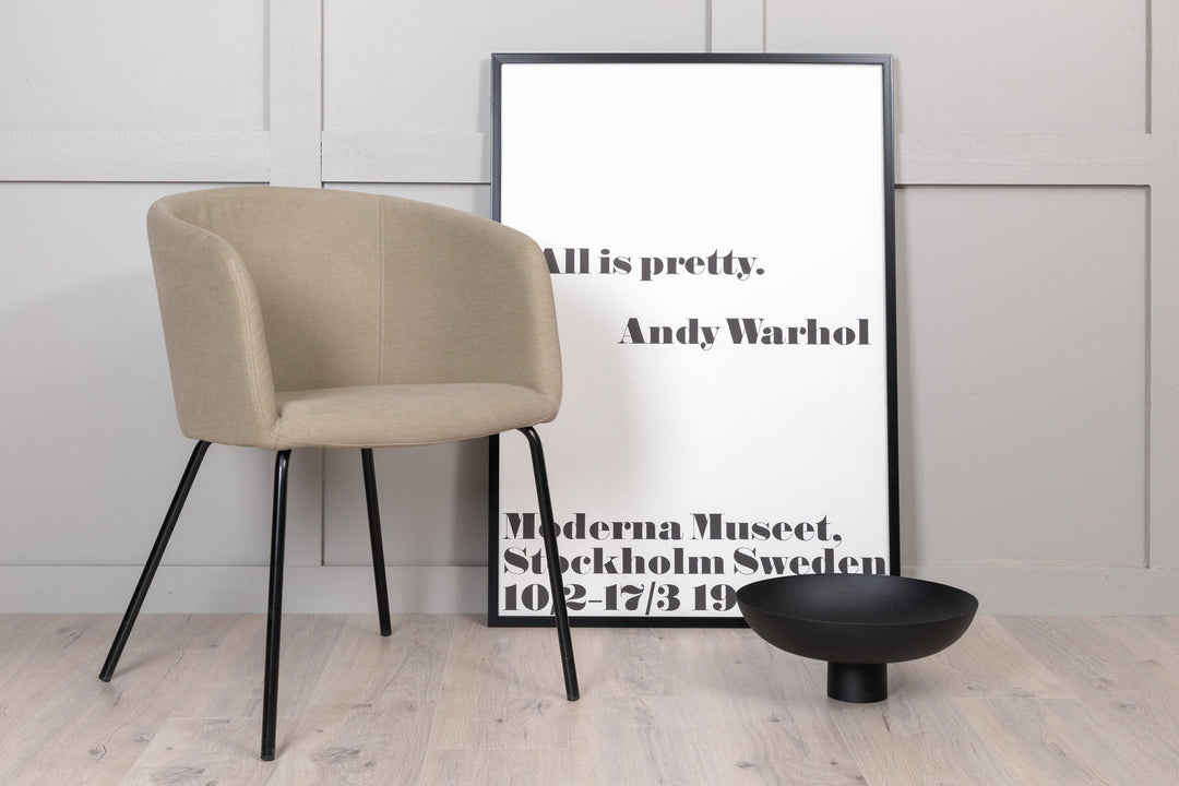 Venture Home Berit Chair - Black / Beige Fabric (Polyester linen )