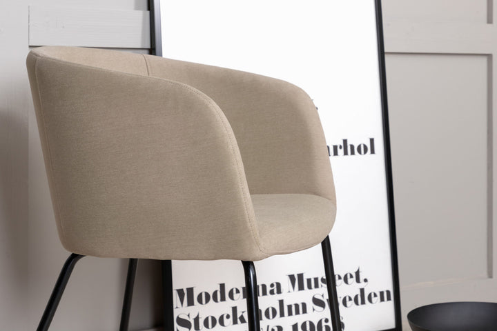 Venture Home Berit Chair - Black / Beige Fabric (Polyester linen )