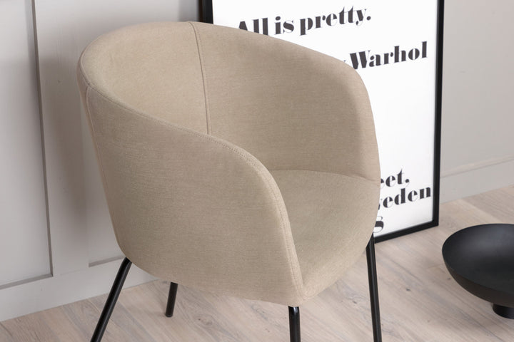 Venture Home Berit Chair - Black / Beige Fabric (Polyester linen )