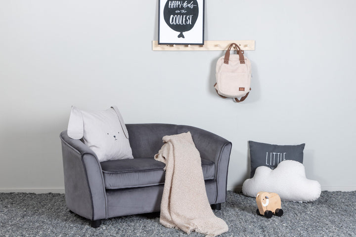 Venture Home Måna Kids Sofa - Black / Dark Grey Velvet