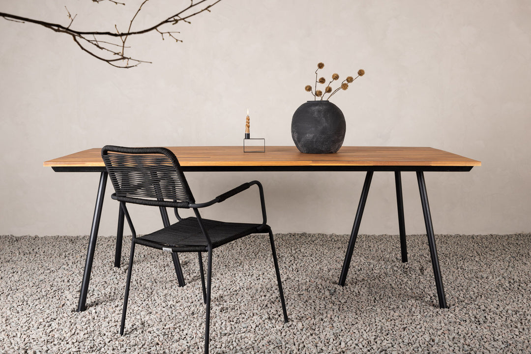 Venture Home Chan Dining Table - Black Steel / Acacia (teak look) - 200cm