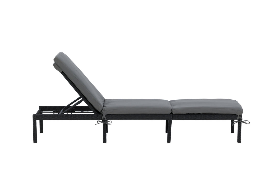 Venture Home Bilbao sunlounge black wicker/grey cushion