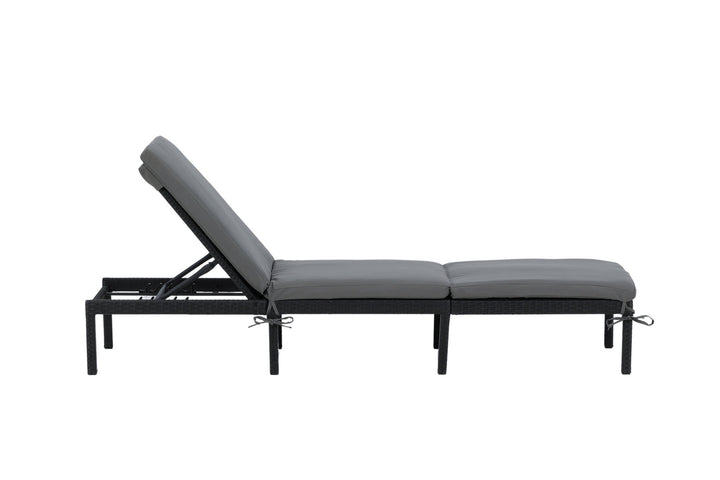 Venture Home Bilbao sunlounge black wicker/grey cushion
