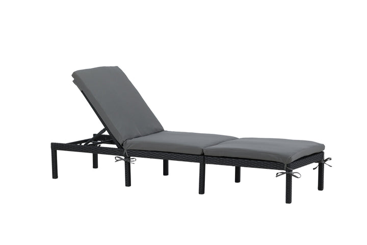 Venture Home Bilbao sunlounge black wicker/grey cushion