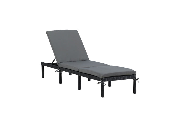 Venture Home Bilbao sunlounge black wicker/grey cushion