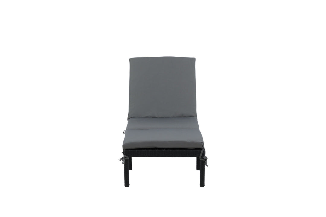 Venture Home Bilbao sunlounge black wicker/grey cushion