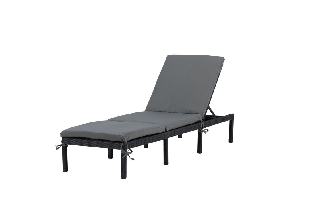 Venture Home Bilbao sunlounge black wicker/grey cushion