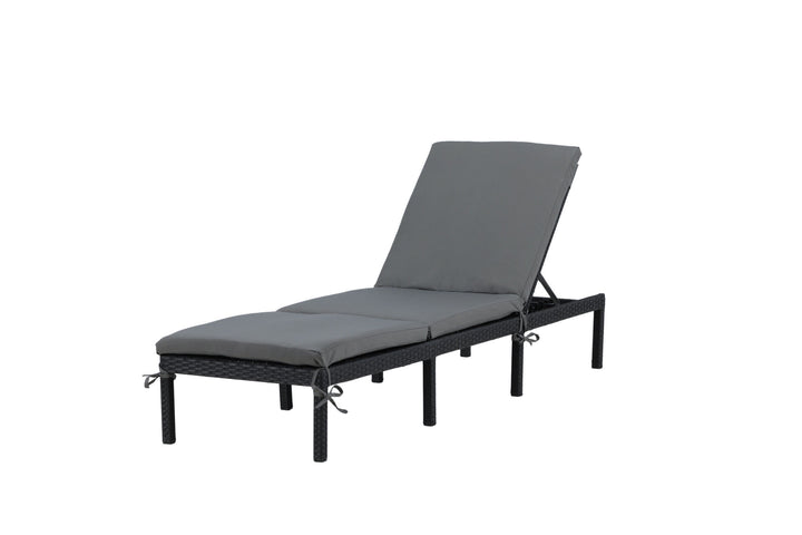 Venture Home Bilbao sunlounge black wicker/grey cushion