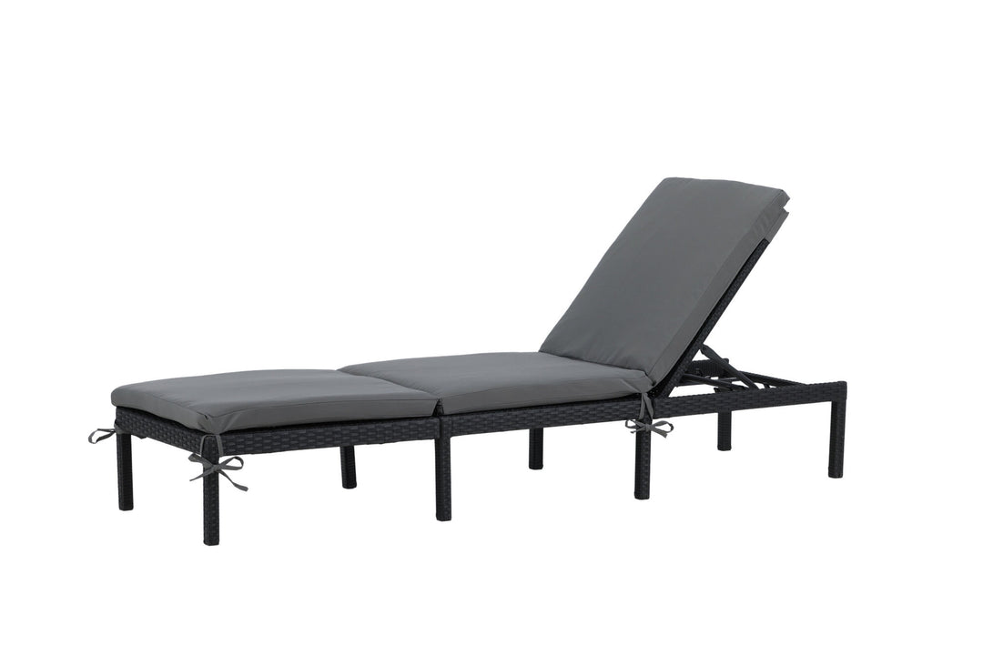 Venture Home Bilbao sunlounge black wicker/grey cushion