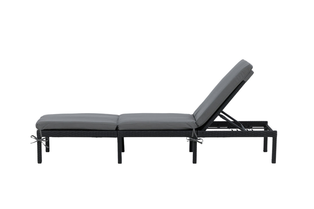 Venture Home Bilbao sunlounge black wicker/grey cushion