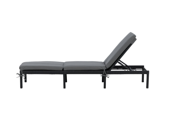 Venture Home Bilbao sunlounge black wicker/grey cushion
