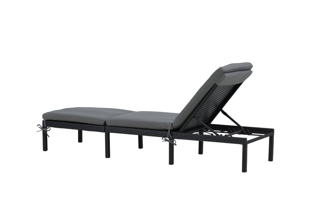 Venture Home Bilbao sunlounge black wicker/grey cushion