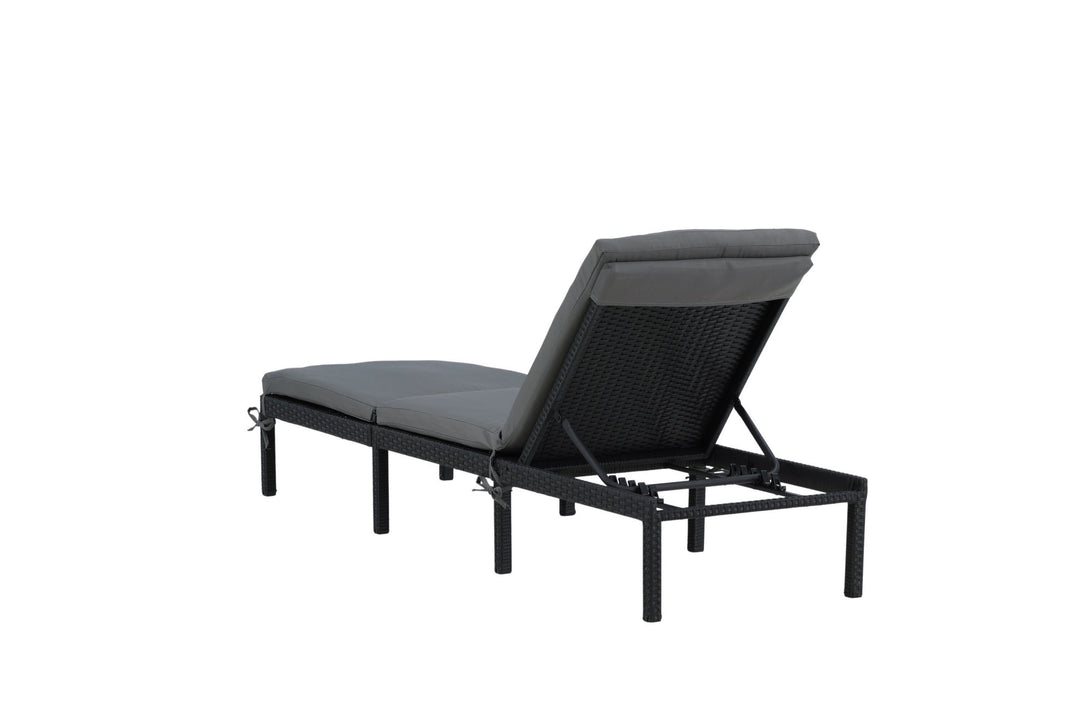 Venture Home Bilbao sunlounge black wicker/grey cushion