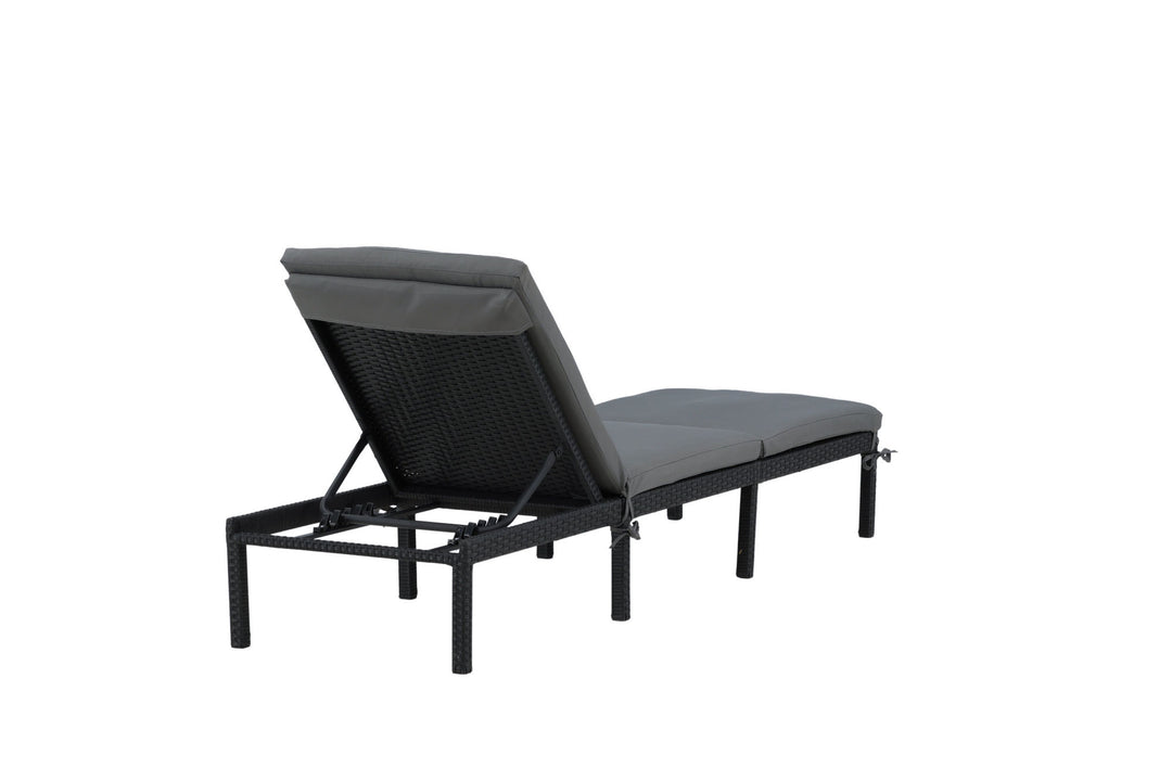 Venture Home Bilbao sunlounge black wicker/grey cushion