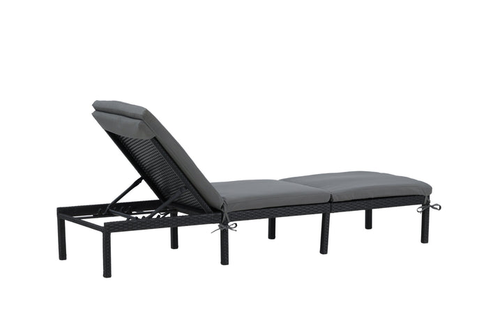 Venture Home Bilbao sunlounge black wicker/grey cushion