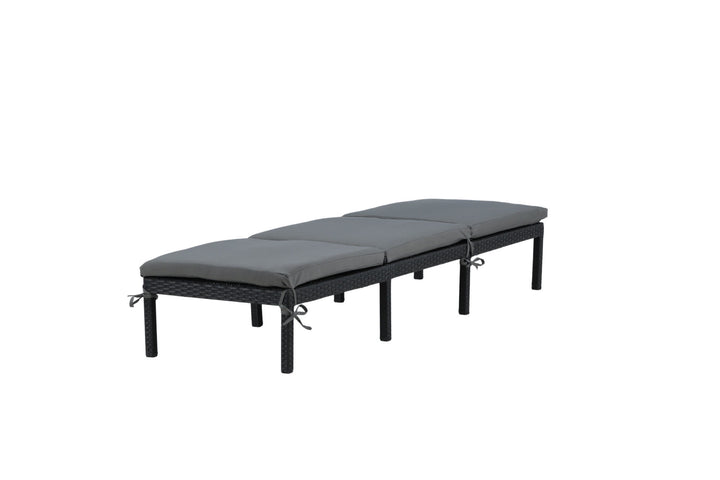 Venture Home Bilbao sunlounge black wicker/grey cushion