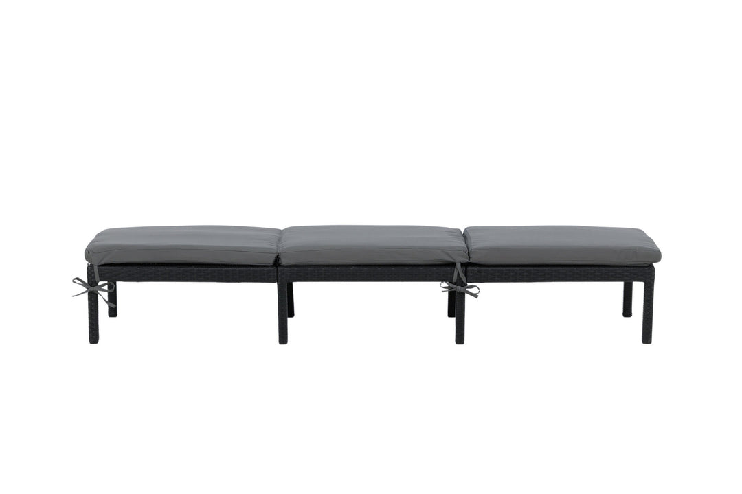 Venture Home Bilbao sunlounge black wicker/grey cushion