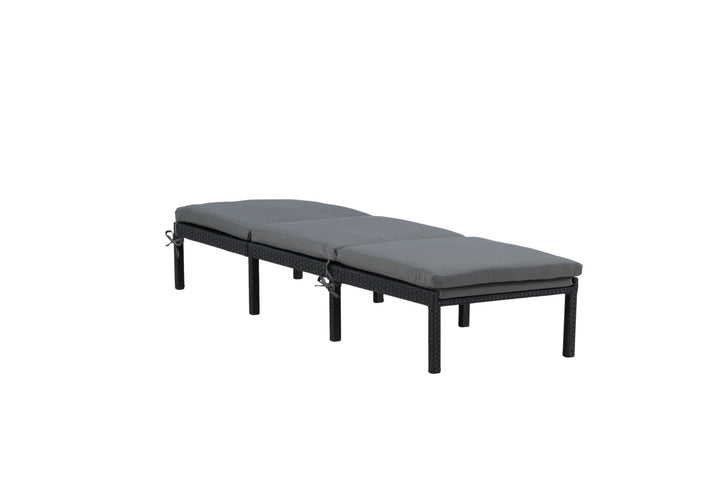 Venture Home Bilbao sunlounge black wicker/grey cushion