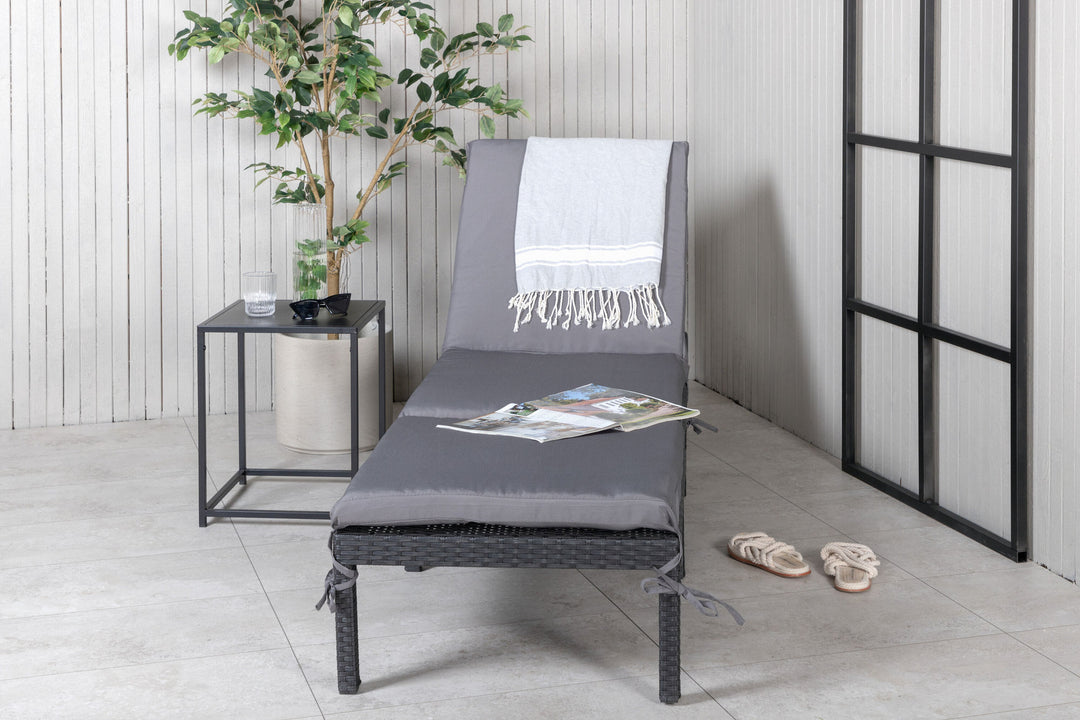 Venture Home Bilbao sunlounge black wicker/grey cushion