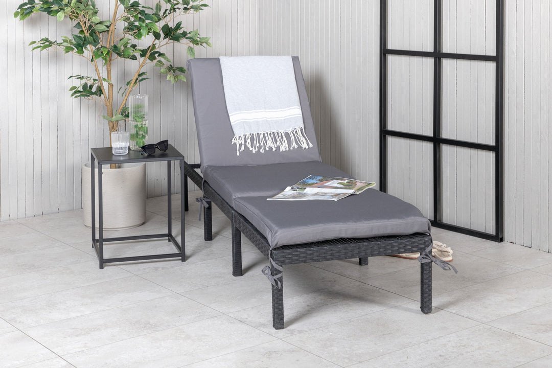 Venture Home Bilbao sunlounge black wicker/grey cushion
