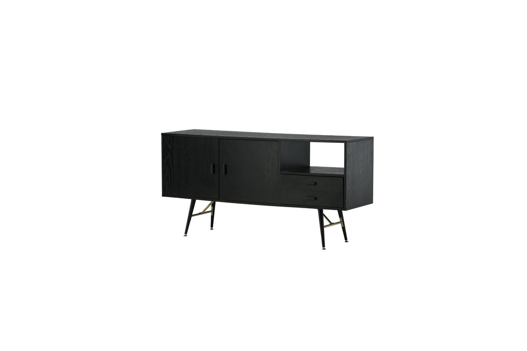 Venture Home Gold Storage unit - Black Veneer - Black Legs - Brass details