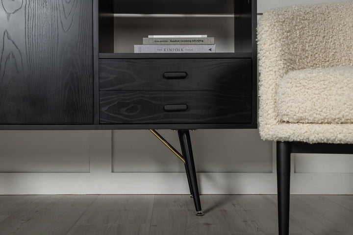 Venture Home Gold Storage unit - Black Veneer - Black Legs - Brass details