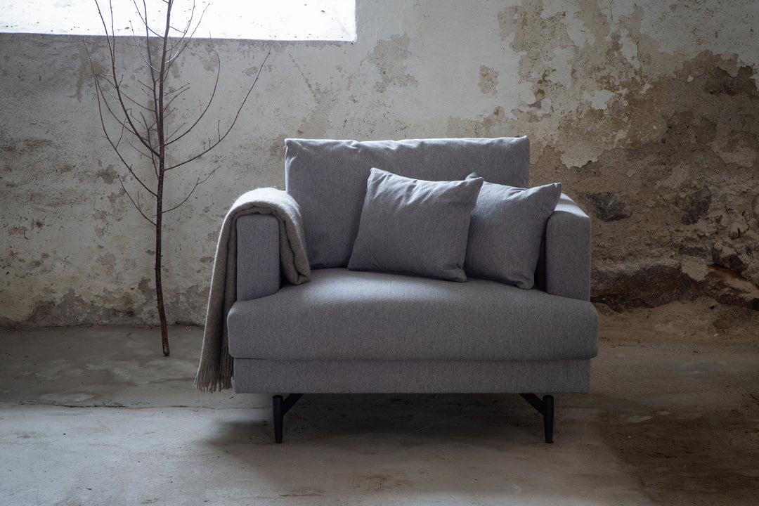 Venture Home Sofia Single Sofa - Black / Grey Fabric