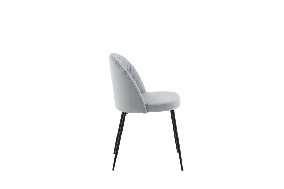 Venture Home Wrinkles Dining Chair 2-pack - Black Legs - Grey Velvet