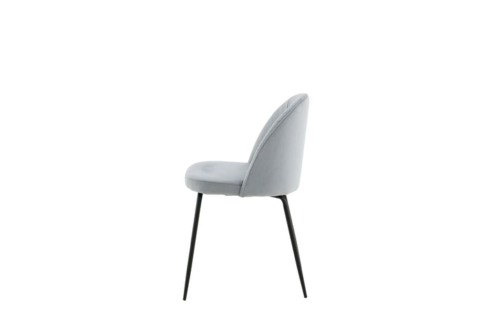 Venture Home Wrinkles Dining Chair 2-pack - Black Legs - Grey Velvet