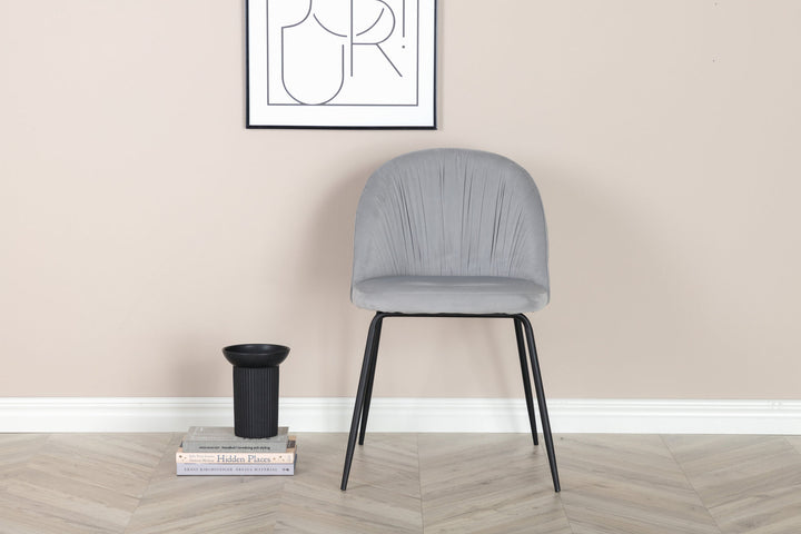 Venture Home Wrinkles Dining Chair 2-pack - Black Legs - Grey Velvet