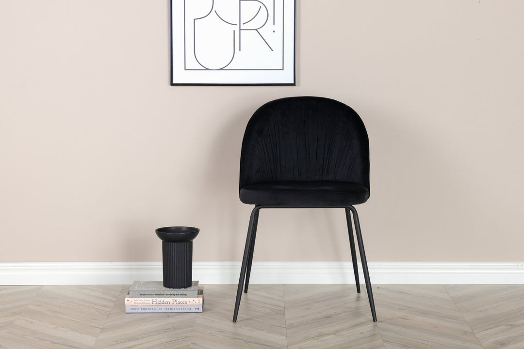Venture Home Wrinkles Dining Chair 2-pack - Black Legs - Black Velvet