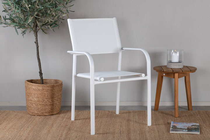 Venture Home Santorini Arm Chair (Stackable) 2-pack - White Alu / White Textilene
