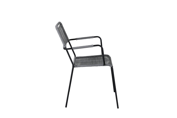 Venture Home Lindos Armchair 2-pack - Black Alu / Grey Rope