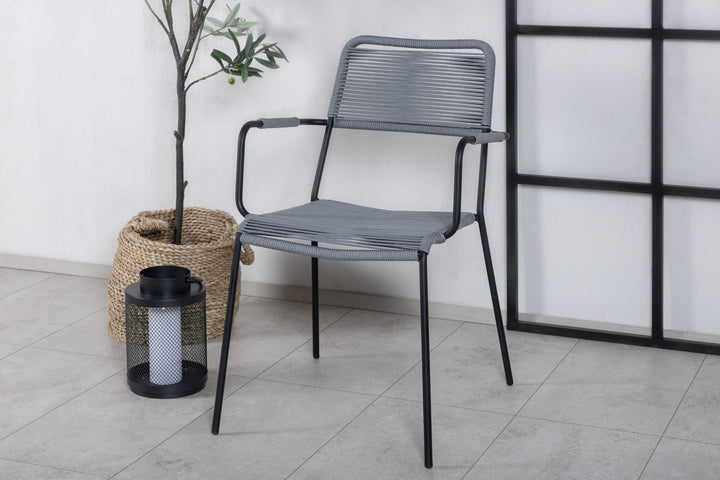 Venture Home Lindos Armchair 2-pack - Black Alu / Grey Rope