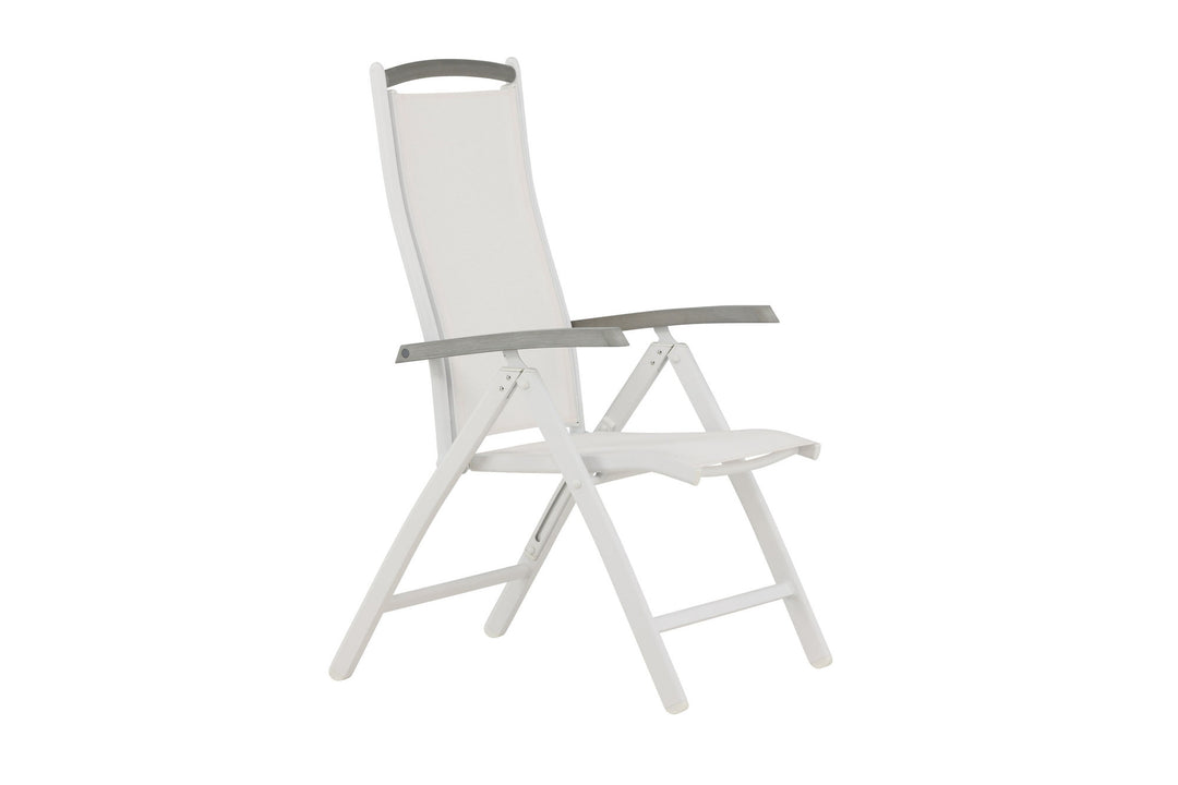 Venture Home Albany 5:pos Stol 2-pack - Vit Aluminium/Vit Textilene/Aintwood