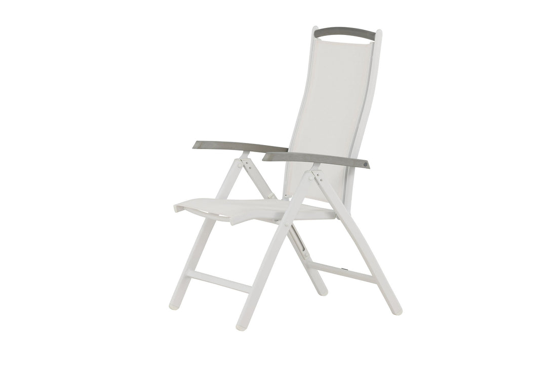 Venture Home Albany 5:pos Stol 2-pack - Vit Aluminium/Vit Textilene/Aintwood